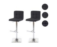 2x Barhocker Kavala, Barstuhl Tresenhocker, mit Lehne drehbar ~ Stoff/Textil grau, Chromfuß