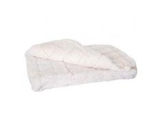 Wohndecke Karo, Tagesdecke Kuscheldecke Sofadecke, flauschig weiß Fellimitat 150x120cm