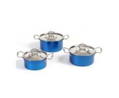 Camping Kochtopf-Set Cuneo, Kochgeschirr Topfset, 6-teilig Edelstahl ~ grün