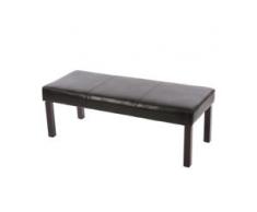 Sitzbank Polsterbank Bank Ambato, glänzendes Kunstleder ~ 120 cm schwarz