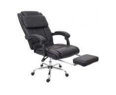 Relax-Bürostuhl HWC-G23, Schreibtischstuhl Drehstuhl Chefsessel, Fußstütze Kunstleder schwarz