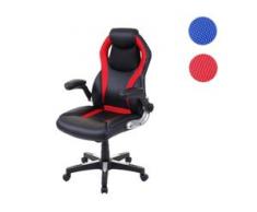 Bürostuhl HWC-F86, Schreibtischstuhl Chefsessel Drehstuhl Racing-Chair Gaming-Chair, Kunstleder ~ schwarz/blau