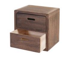 Kommode Trani, Nachtschrank Nachttisch, 2 Schubladen 44x44x35cm Shabby-Look Vintage ~ dunkelbraun