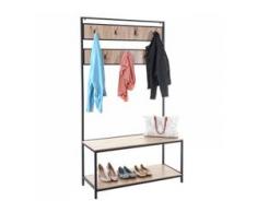Standgarderobe HWC-D44, Garderobe Garderobenständer, mit Ablage 184x102x41cm