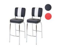2x Barhocker Avellino, Barstuhl Tresenhocker, Retro 50er Jahre Design, Kunstleder ~ schwarz-weiß