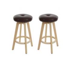 2x Barhocker Navan, Barstuhl Tresenhocker, Holz Kunstleder drehbar ~ bordeaux, helle Beine