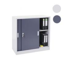 Aktenschrank Boston HWC-F41, Stahlschrank, mit Schiebetüren 90x90x45cm ~ grau