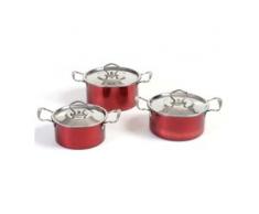Camping Kochtopf-Set Cuneo, Kochgeschirr Topfset, 6-teilig Edelstahl ~ rot