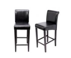2x Barhocker Barstuhl HWC-C33 ~ schwarz, dunkle Beine, Leder