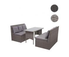 Poly-Rattan Garnitur HWC-G16, Garten-/Lounge-Set Sitzgruppe, Gastronomie 2x2er Sofa Tisch ~ grau, Kissen dunkelgrau