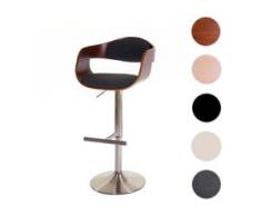 Barhocker HWC-A47, Barstuhl, Holz Bugholz Retro-Design, Fuß gebürstet ~ Walnuss-Optik, Textil dunkelgrau