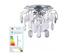 Reality|Trio ECO Deckenleuchte Deckenlampe, chrom mit Acrylbehang weiß/klar