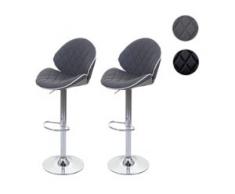 2x Barhocker HWC-F15, Barstuhl Tresenhocker Drehhocker, Kunstleder weiße Naht ~ schwarz