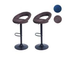 2x Barhocker HWC-F46, Barstuhl Tresenhocker Bistrohocker, Gestell schwarz ~ Samt, petrol
