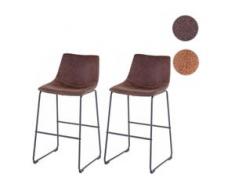 2x Barhocker HWC-D70, Barstuhl Tresenhocker, Stoff/Textil ~ Vintage dunkelbraun