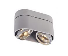 SLV 117184 KARDAMOD SURFACE ROUND ES111 DOUBLE Deckenleuchte, rund, silbergrau, 2xGU10, max. 2x75W, EEK: A++ (Spektrum: A++ bis E)