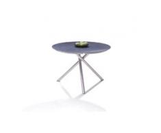 Edelstahl Esstisch 110 cm, rund - HPL anthrazit - Aus Edelstahl und HPL
