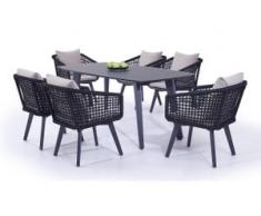 Alu Essgruppe Centauri 6 - schwarz - Gartenlounge Rope Essgruppe in Schwarz