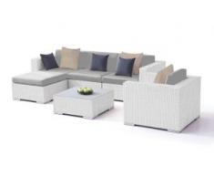 Polyrattan Sitzgruppe Big Mesa - weiß satiniert - Polyrattan Gartenmöbel Set in Weiß satiniert