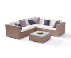 Polyrattan Sitzgruppe Ben - karamell - Polyrattan Gartenmöbel Eck Sitzgruppe in Karamell
