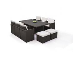 Polyrattan Essgruppe Bodiner 6+4 - anthrazit - Polyrattan Esstisch Set in Anthrazit