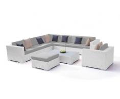 Polyrattan Sitzgruppe Big Ben - weiß satiniert - Polyrattan Gartenmöbel Eck Lounge in Weiß satiniert