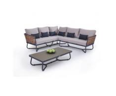 Polyrattan Sitzgruppe Cassius - honig - Polyrattan Lounge in Honig