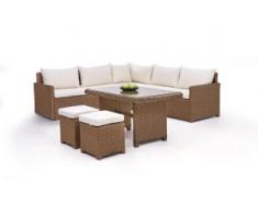 Polyrattan Essgruppe Koola - karamell - Polyrattan Ecksofa Lounge in Karamell