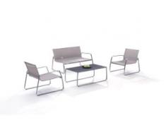 Edelstahl Sitzgruppe Balcony - beige - Edelstahl Gartenmöbel Lounge Set in Beige