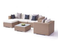 Polyrattan Sitzgruppe Big Mesa - karamell - Polyrattan Gartenmöbel Set in Karamell