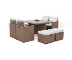 Polyrattan Essgruppe Bodiner 4+4 - karamell - Polyrattan Esstisch Set in Karamell