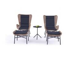 Polyrattan Sitzgruppe Mistral 1+1 - karamell - Polyrattan Ohrensessel Set in Karamell