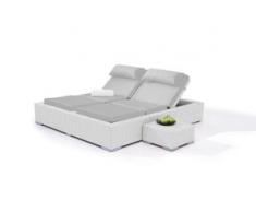 Polyrattan Doppelliege Big Smoop - weiß satiniert - Polyrattan Lounge Doppelliege in Weiß satiniert