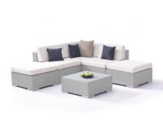 Polyrattan Sitzgruppe Sofia - grau satiniert - Polyrattan Gartenlounge in Grau satiniert