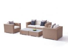 Polyrattan Sitzgruppe Tapa - karamell - Polyrattan Loungemöbel Set in Karamell