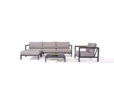 Alu Sitzgruppe Big Palmas - anthrazit - Aluminium Gartenmöbel Eck Lounge in Anthrazit