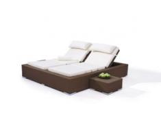 Polyrattan Doppelliege Big Smoop - nussbraun - Polyrattan Lounge Doppelliege in Nussbraun