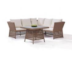 Polyrattan Essgruppe Kosi - karamell - Polyrattan Ecksofa Lounge in Karamell