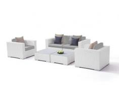 Polyrattan Sitzgruppe Tapa - weiß satiniert - Polyrattan Loungemöbel Set in Weiß satiniert