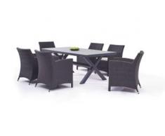 Polyrattan Essgruppe Milos 6 - anthrazit - Aluminium Polyrattan Essgruppe in Anthrazit