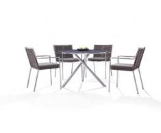 Edelstahl Essgruppe Zamora 4 - graubraun - Gartenmöbel Edelstahl Dining Set in Graubraun