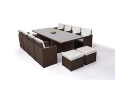Polyrattan Essgruppe Bodiner 8+4 - nussbraun - Polyrattan Esstisch Set in Nussbraun