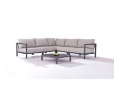 Alu Sitzgruppe Flores - anthrazit - Aluminium Gartenmöbel Eck Lounge in Anthrazit