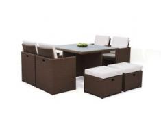 Polyrattan Essgruppe Bodiner 4+4 - nussbraun - Polyrattan Esstisch Set in Nussbraun
