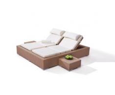 Polyrattan Doppelliege Big Smoop - karamell - Polyrattan Lounge Doppelliege in Karamell