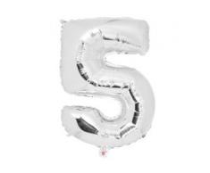 80 cm Folienballon Zahl SILBER Luftballons Folien Nummernballon Zahl 5 BWI