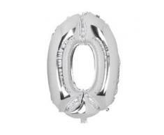 80 cm Folienballon Zahl SILBER Luftballons Folien Nummernballon Zahl 0 BWI