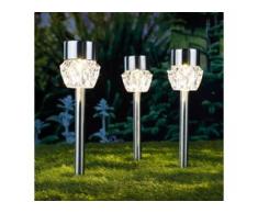 3x Solarlampe LED Gartenlampe warm weiß Gartenleuchte 6,7 x 34,5cm Solarleuchte