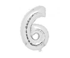 80 cm Folienballon Zahl SILBER Luftballons Folien Nummernballon Zahl 6 BWI