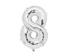 80 cm Folienballon Zahl SILBER Luftballons Folien Nummernballon Zahl 8 BWI